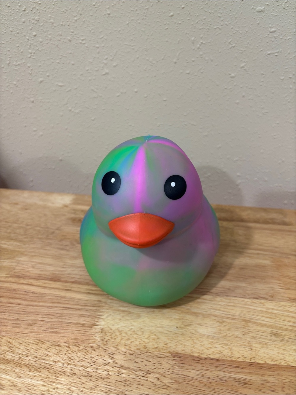 Colorful Tie-Dye Rubber Duck with Orange Beak - Picture 1 of 1
